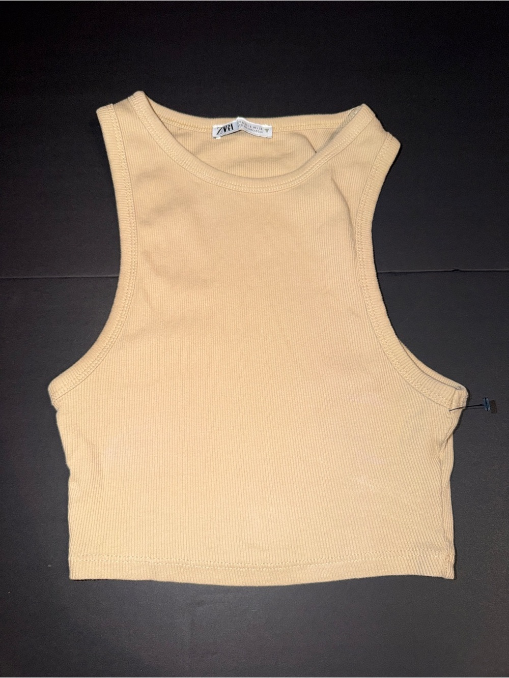Zara Beige Ribbed Tank Crop Top